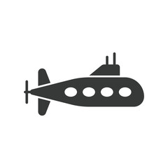 Submarine icon in flat style. Bathyscaphe vector illustration on isolated background. Underwater transport sign business concept.