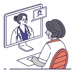Online Medical Consultation With Doctor And Patient Vector Illustration