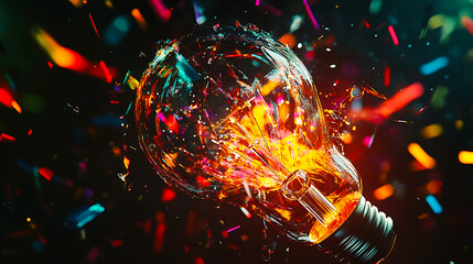 Exploding Lightbulb of Ideas Innovation, Creativity, and Inspiration