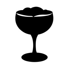 Minimalist black silhouette of a rounded glass representing a Whiskey Sour cocktail