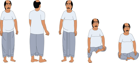 Indian village men cartoon character design for moral stories
