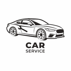 Modern Car Service Logo Design With Wrench Vehicle Repair Silhouette