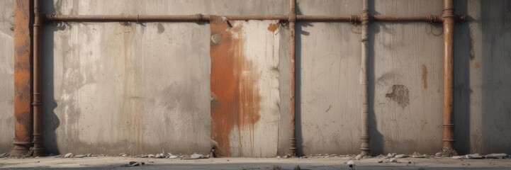 Torn poster on textured concrete, rusty pipes visible , visual, grunge