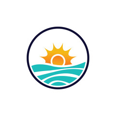 beach ocean logo design symbol illustration vector