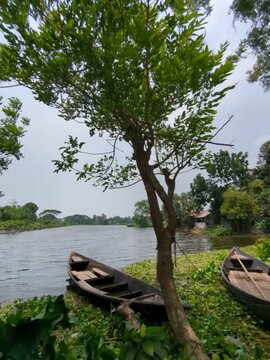 timeslapse summer weather sunny river boat view bangladesh