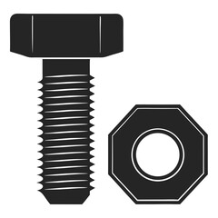 Nut Bolt Icons Machinery Parts Vector Art Illustration Design