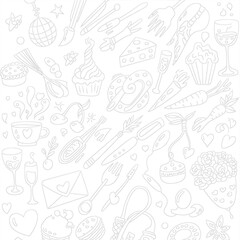 Whimsical Vector Doodle Collection: Food, Kitchen, and Celebration