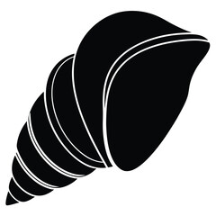 Seashell silhouette vector on white background