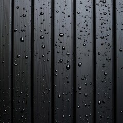 Dark wood paneling covered in numerous water droplets, a clean texture