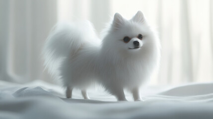 Cute little Pomeranian standing on all fours, full-body pose