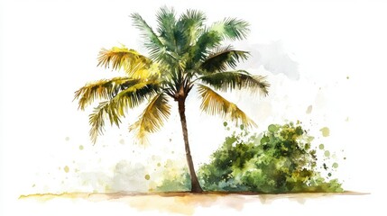 Obraz premium Watercolor palm tree illustration