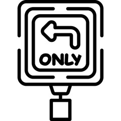 Left Lane Must Turn Left Icon