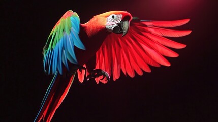 Obraz premium Vibrant parrot in flight