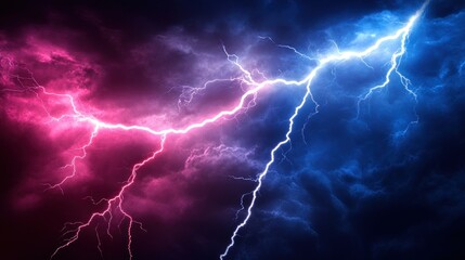 Fototapeta premium Powerful Lightning Storm in Night Sky