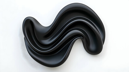 Abstract Black Ink Swirling on White Background