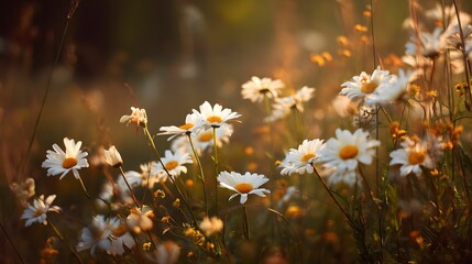 Sun-Kissed Daisies Blooming in a Wild Meadow During Golden Hour