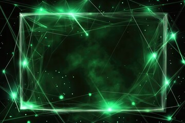 Glowing green network frame with interconnected lines and dots