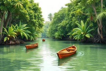 Fotobehang Enchanting River Scene in Côte d'Ivoire © Jennie Pavl
