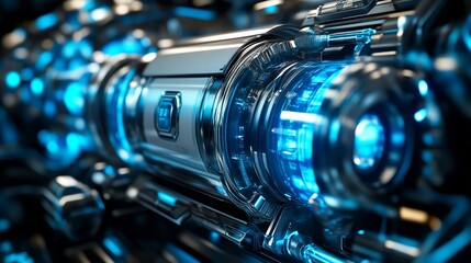 Fototapeta premium Futuristic technology close-up view of mechanical machine components