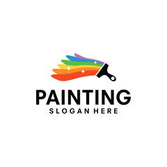 painting logo design template illustration vector