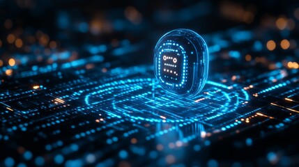 Futuristic digital transformation in technology sector visualization