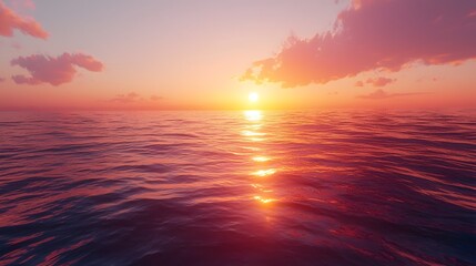Obraz premium Vibrant sunset over calm ocean waters with reflections. Generated by AI