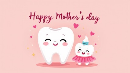Happy Mother's Day Tooth Cartoon Concept