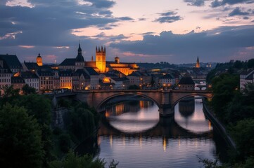 Fototapeta premium Enchanting Luxembourg City at Dusk