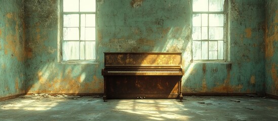 Abandoned Piano in Desolate Room