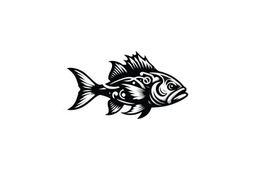 A Jack Dempsey fish vector silhouette black and white color image adobe illustrator .eps