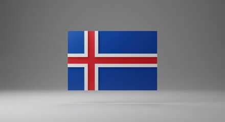 Obraz premium Icelandic Flag 3D Render: A Stunning Minimalist Depiction of the National Emblem