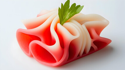 Artistic Pink and White Dessert on White Background