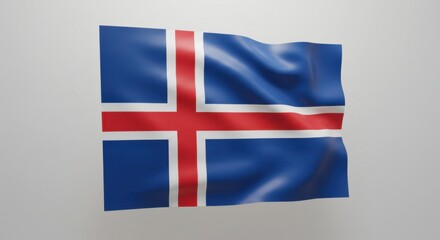 Fototapeta premium Icelandic Flag Waving in the Wind A Stunning Display of National Pride and Heritage