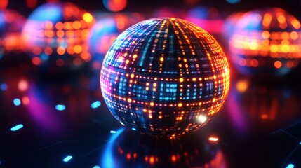 Obraz premium Technology concept dark environment with dynamic light sphere