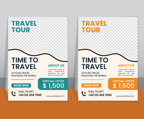 Modern Travel Flyer Design Template for Summer Vacation and Tour Promotion