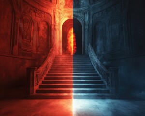 Heaven Or Hell: Stairs Leading to a Religious Choice, Symbolizing Decision and Judgement