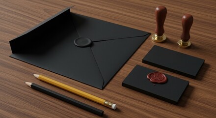 Black Envelope and Business Cards Mockup for Marketing or Branding