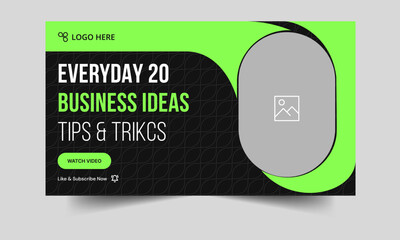 Trendy business idea tips and tricks video thumbnail banner design, product business techniques, fully editable vector eps 10 file format