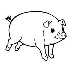 cute piggy outline drawing