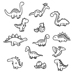 cartoon dinosaur collection vector illustration