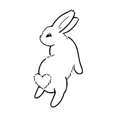 adorable rabbit outline drawing