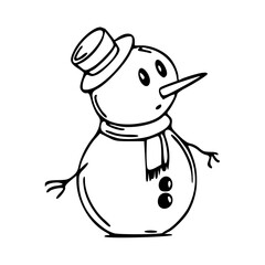 cartoon snowman line art