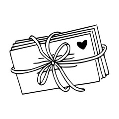 stack of love letters line art