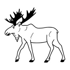 walking moose vector illustration