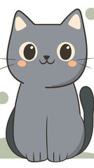 Obraz premium Adorable Gray Cat in Minimalist Flat SVG Vector Style for Cute Animal Designs