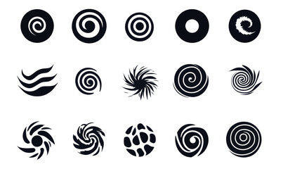 Minimalist Spiral Swirl Icon Set: Spinning Shapes and Cycling Designs for Graphic Use
