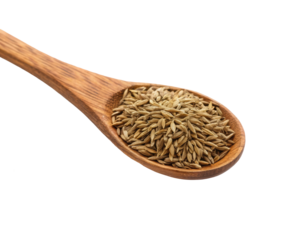 cumin seeds on wooden spoon isolated PNG
