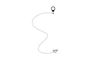 Paper plane with dotted line, paper airplane, travel symbol