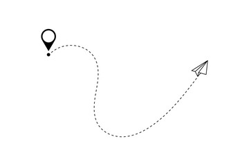 Paper plane with dotted line, paper airplane, travel symbol