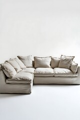 Fototapeta premium White couch with pillows on it